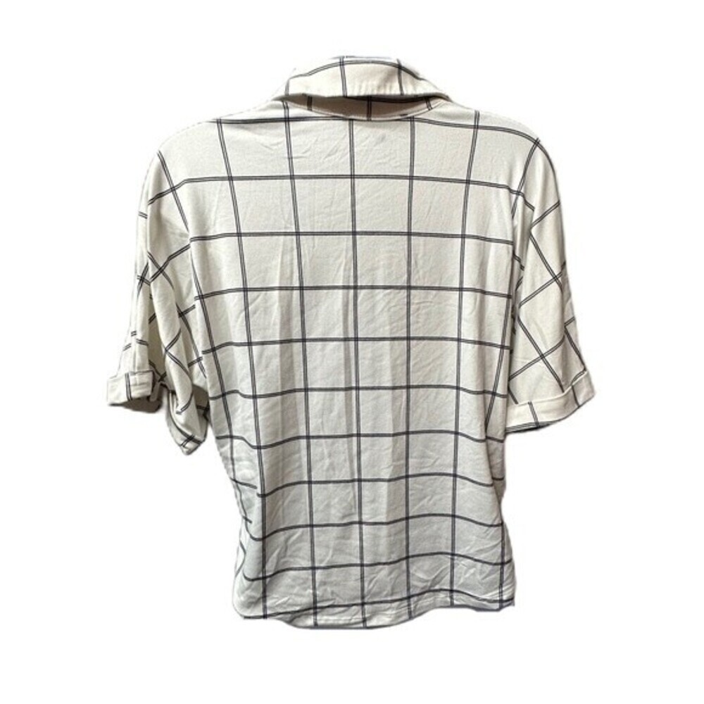 Sweet Rain Button Down Black&White Plaid Striped Size Medium Blouse Top - Picture 4 of 12